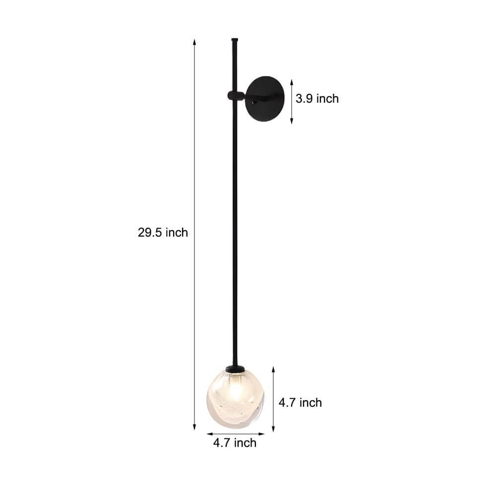 Modern Glass Bubble Wall Light with Slim Metal Arm