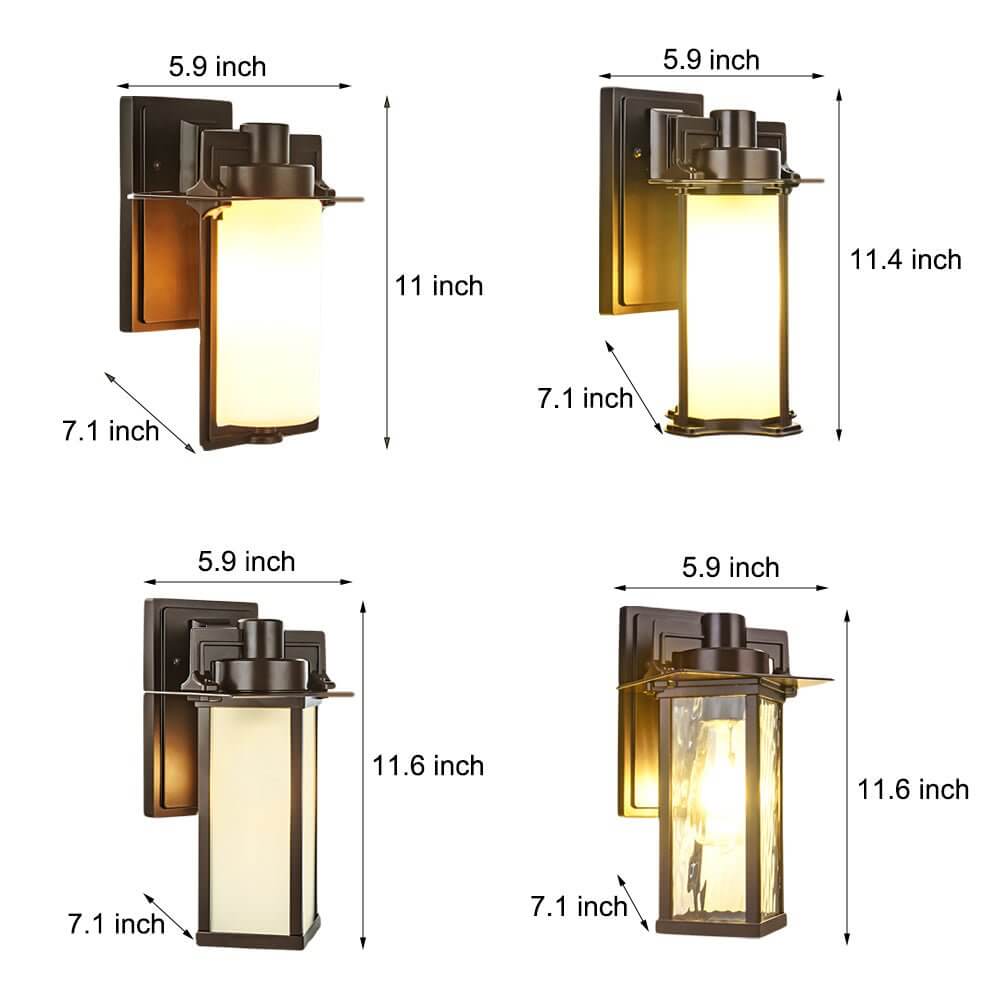 Retro Aluminum Glass Outdoor Wall Lantern - Brown Finish