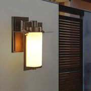 Retro Aluminum Glass Outdoor Wall Lantern - Brown Finish