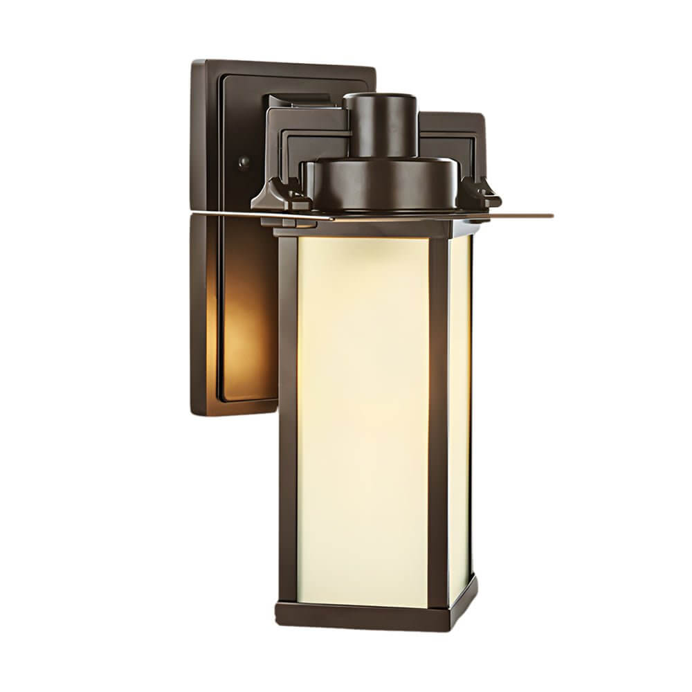 Retro Aluminum Glass Outdoor Wall Lantern - Brown Finish