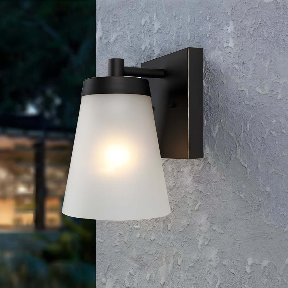 Modern Outdoor Wall Sconce with Sensor - Black Aluminum & Glass
