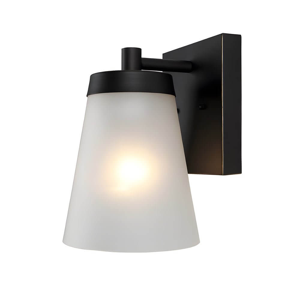 Modern Outdoor Wall Sconce with Sensor - Black Aluminum & Glass