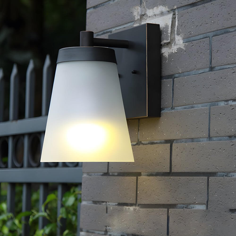 Modern Outdoor Wall Sconce with Sensor - Black Aluminum & Glass