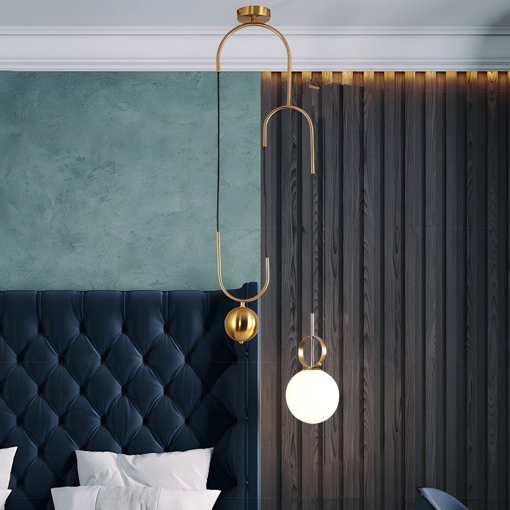 Modern Gold Pendant Light with Frosted Glass Globe Shade
