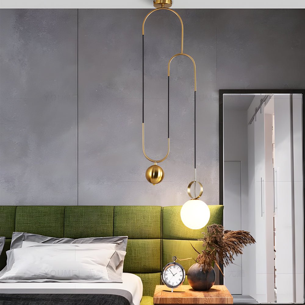 Modern Gold Pendant Light with Frosted Glass Globe Shade