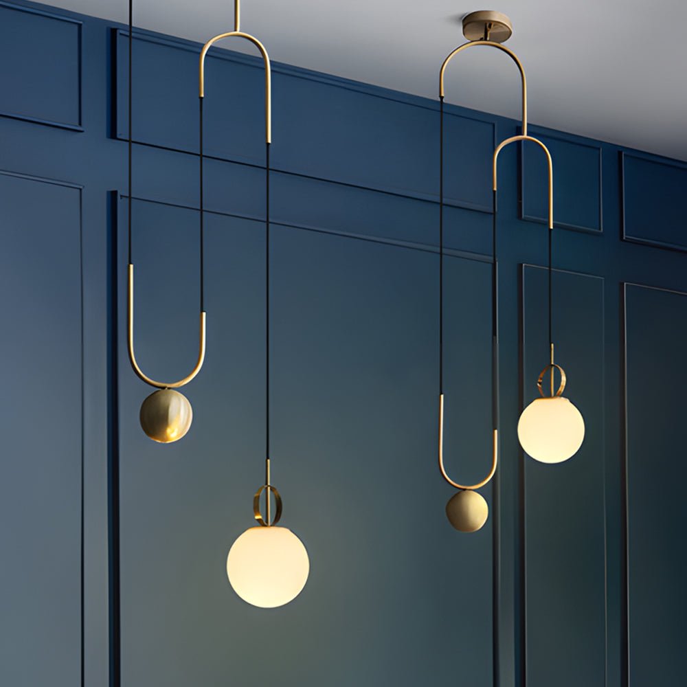 Modern Gold Pendant Light with Frosted Glass Globe Shade