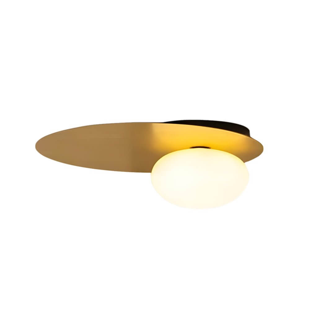 Modern Oval LED Flush Mount Ceiling Light with White Glass Shade