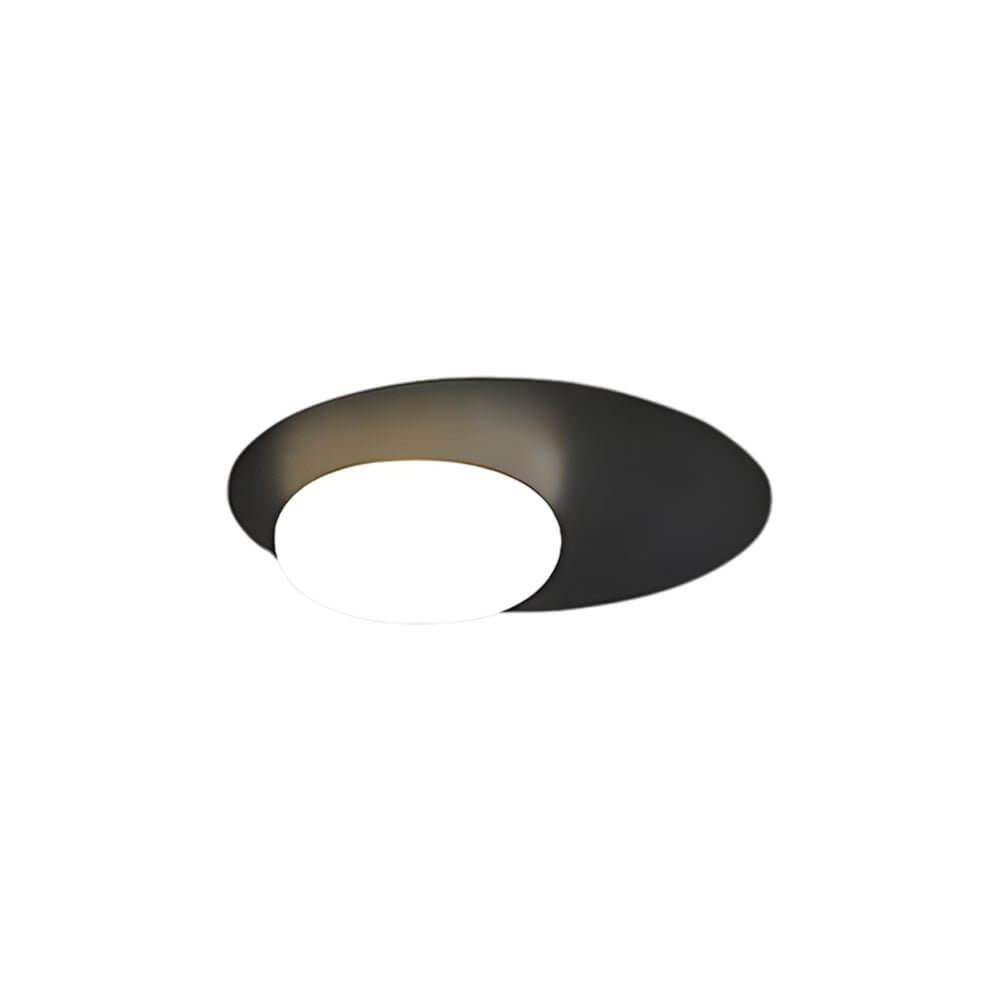 Modern Oval LED Flush Mount Ceiling Light with White Glass Shade
