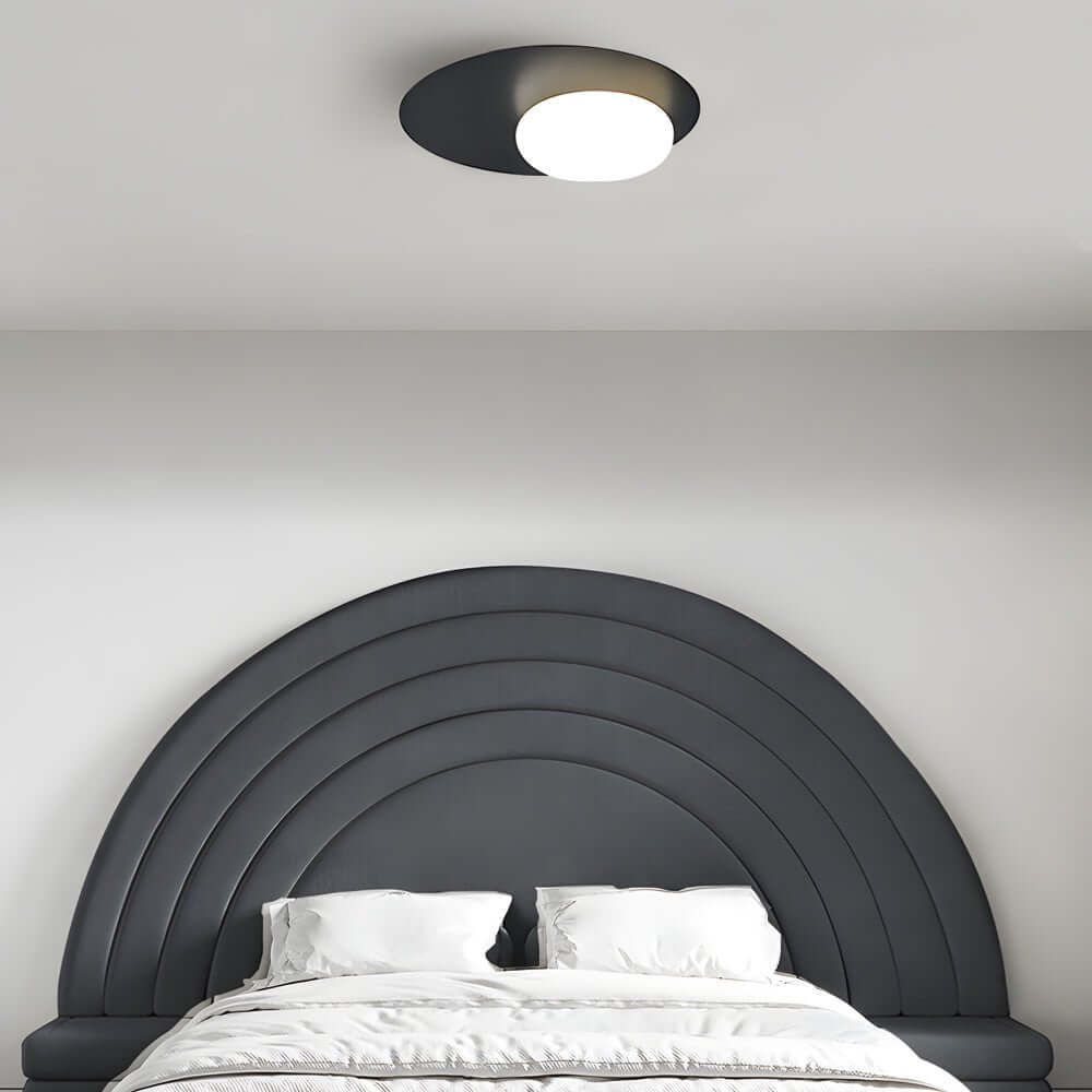 Modern Oval LED Flush Mount Ceiling Light with White Glass Shade