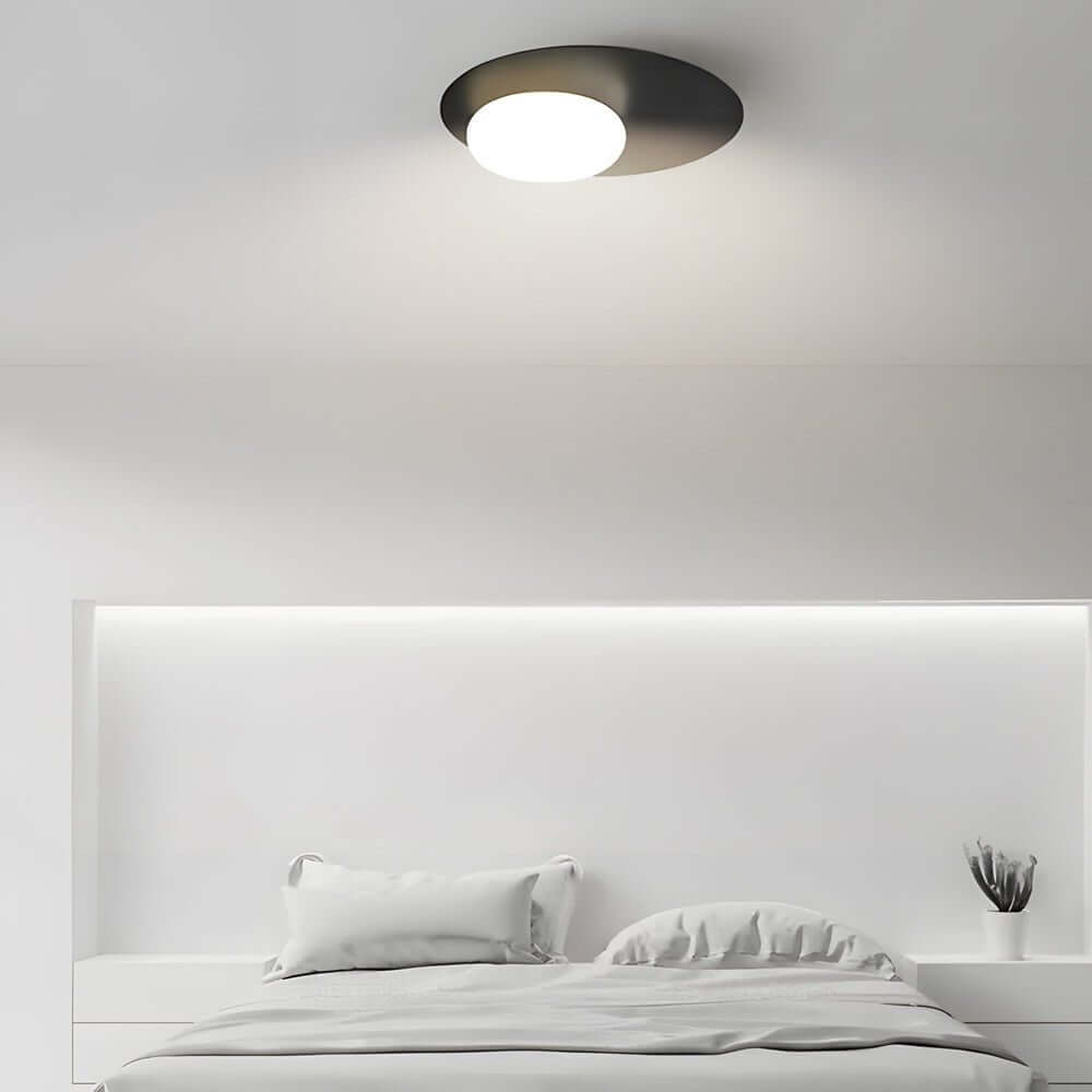 Modern Oval LED Flush Mount Ceiling Light with White Glass Shade