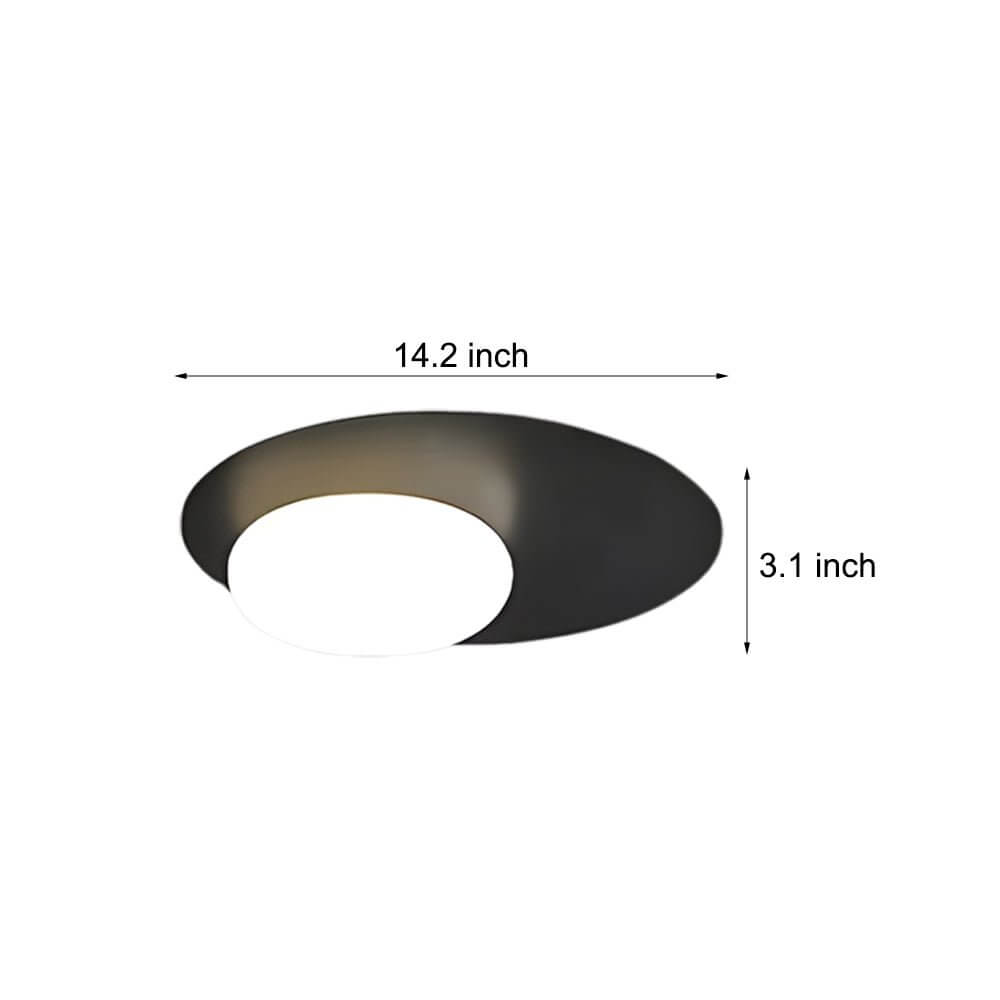 Modern Oval LED Flush Mount Ceiling Light with White Glass Shade