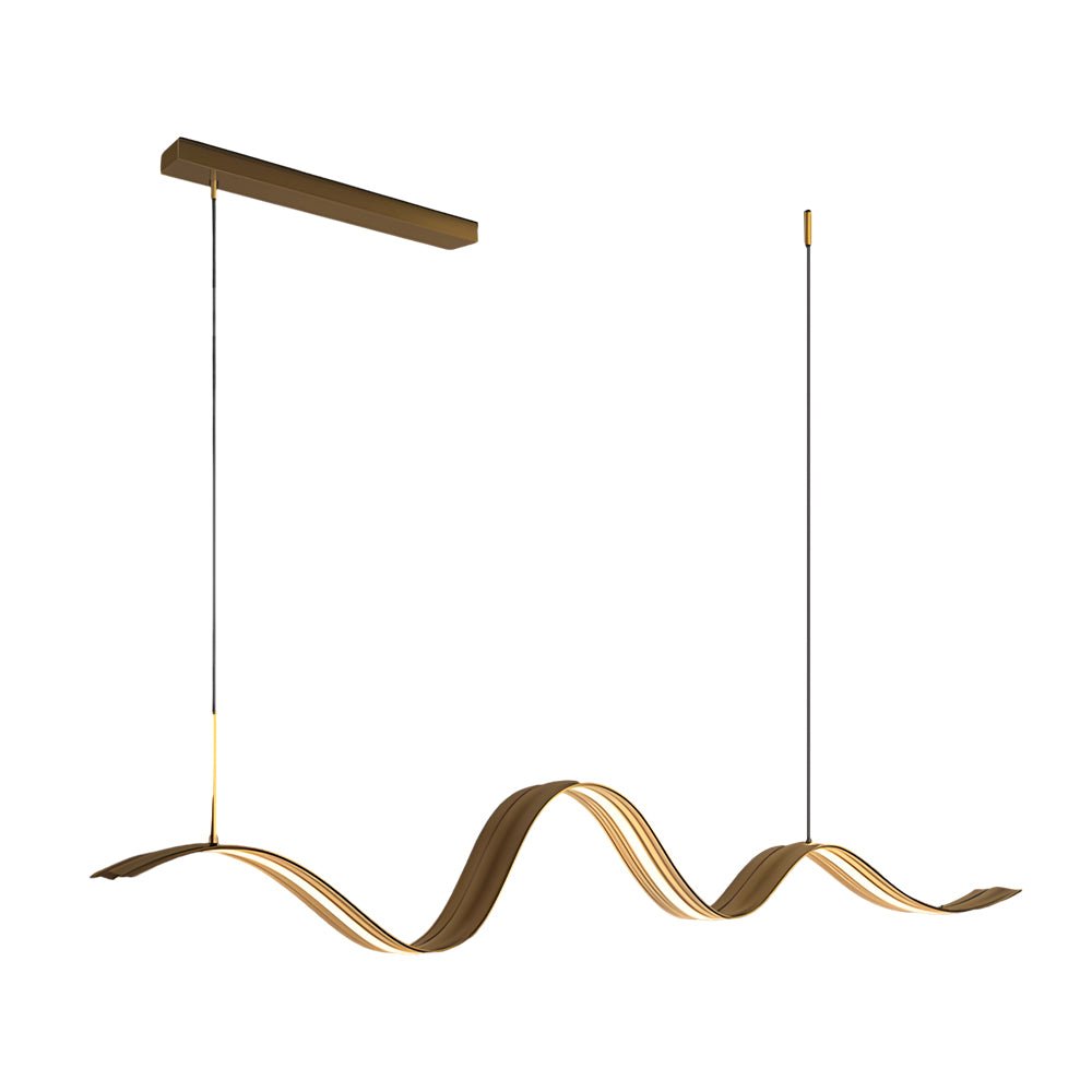 Modern Wave Linear LED Pendant Light – Brass Finish