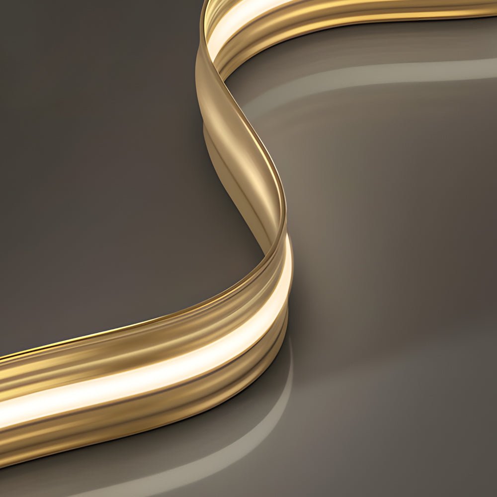 Modern Wave Linear LED Pendant Light – Brass Finish