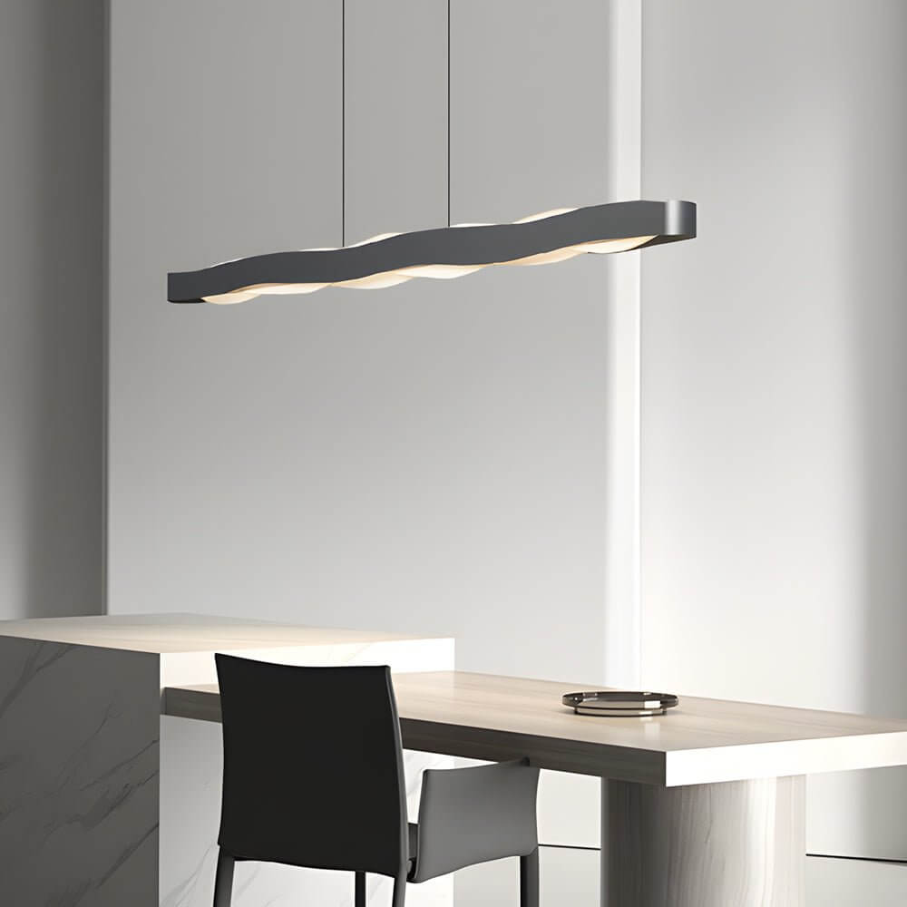 Modern Wavy Acrylic LED Pendant Light - Linear & Round