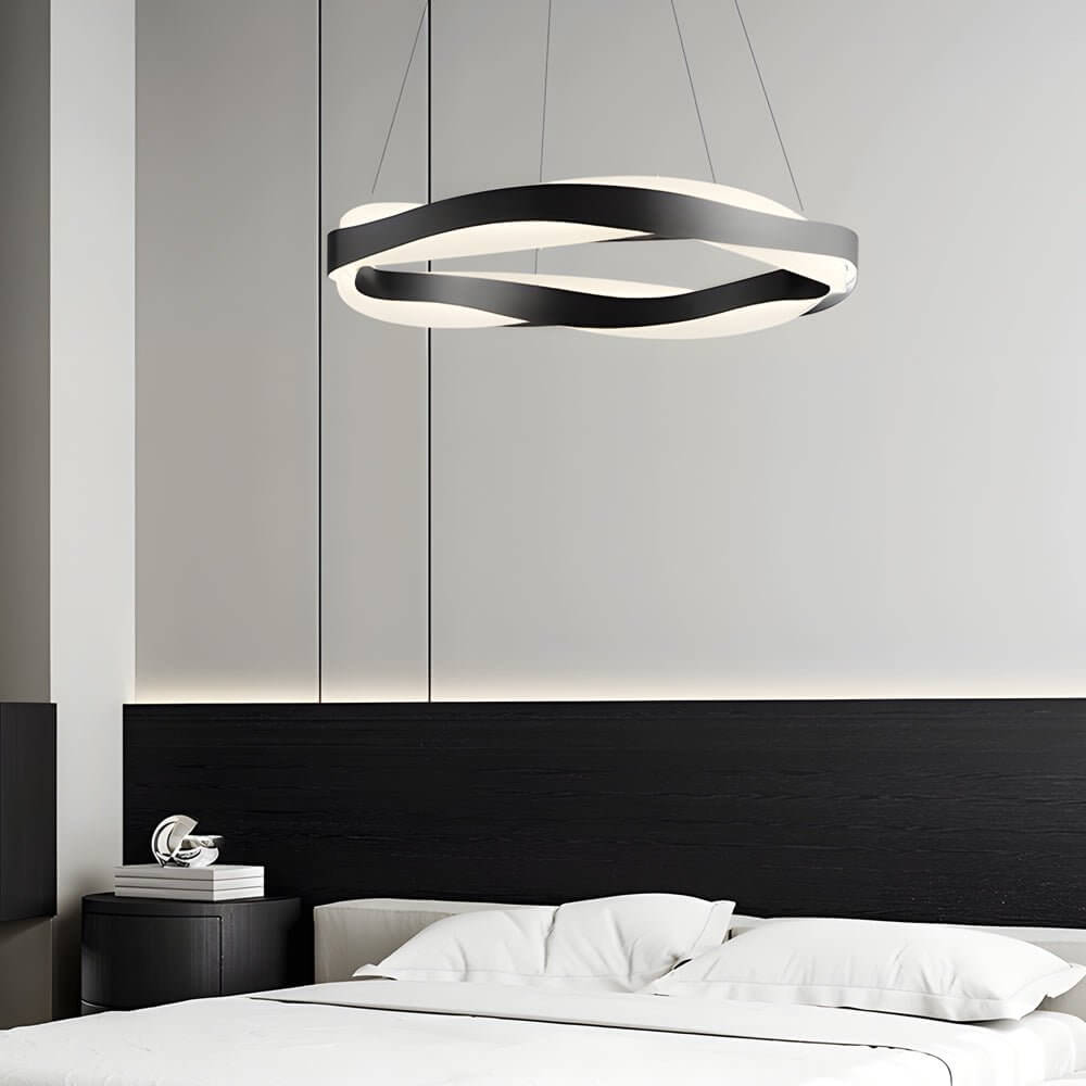 Modern Wavy Acrylic LED Pendant Light - Linear & Round