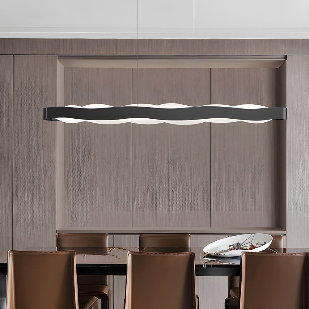 Modern Wavy Acrylic LED Pendant Light - Linear & Round