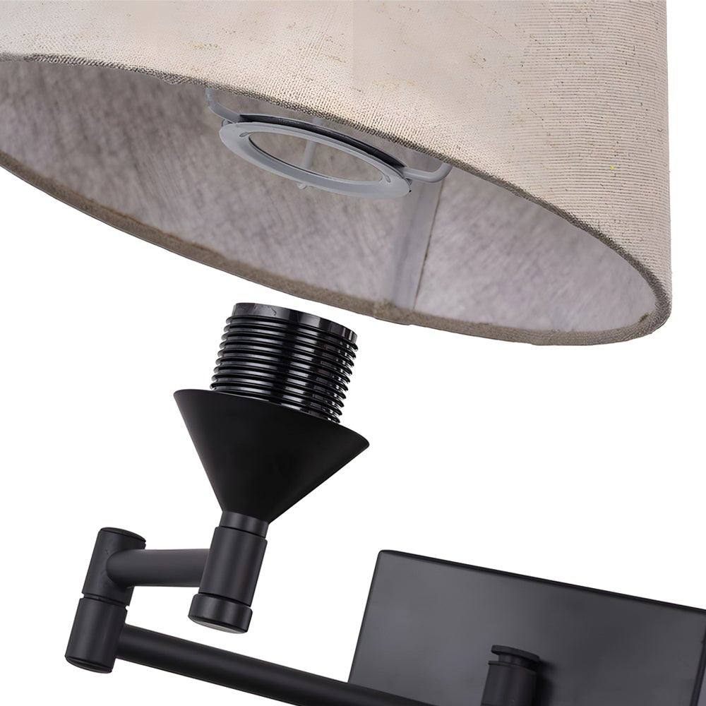 Adjustable Swing Arm Wall Sconce with Fabric Shade - Iron Frame