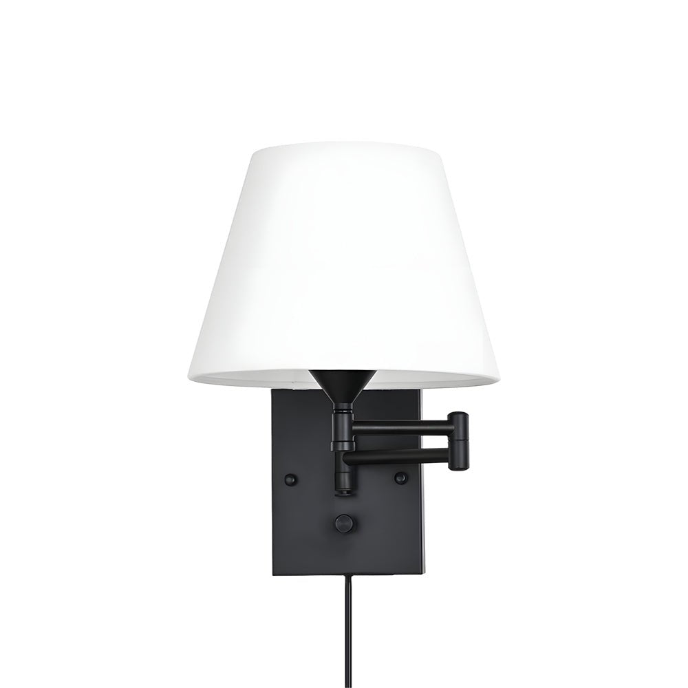 Adjustable Swing Arm Wall Sconce with Fabric Shade - Iron Frame