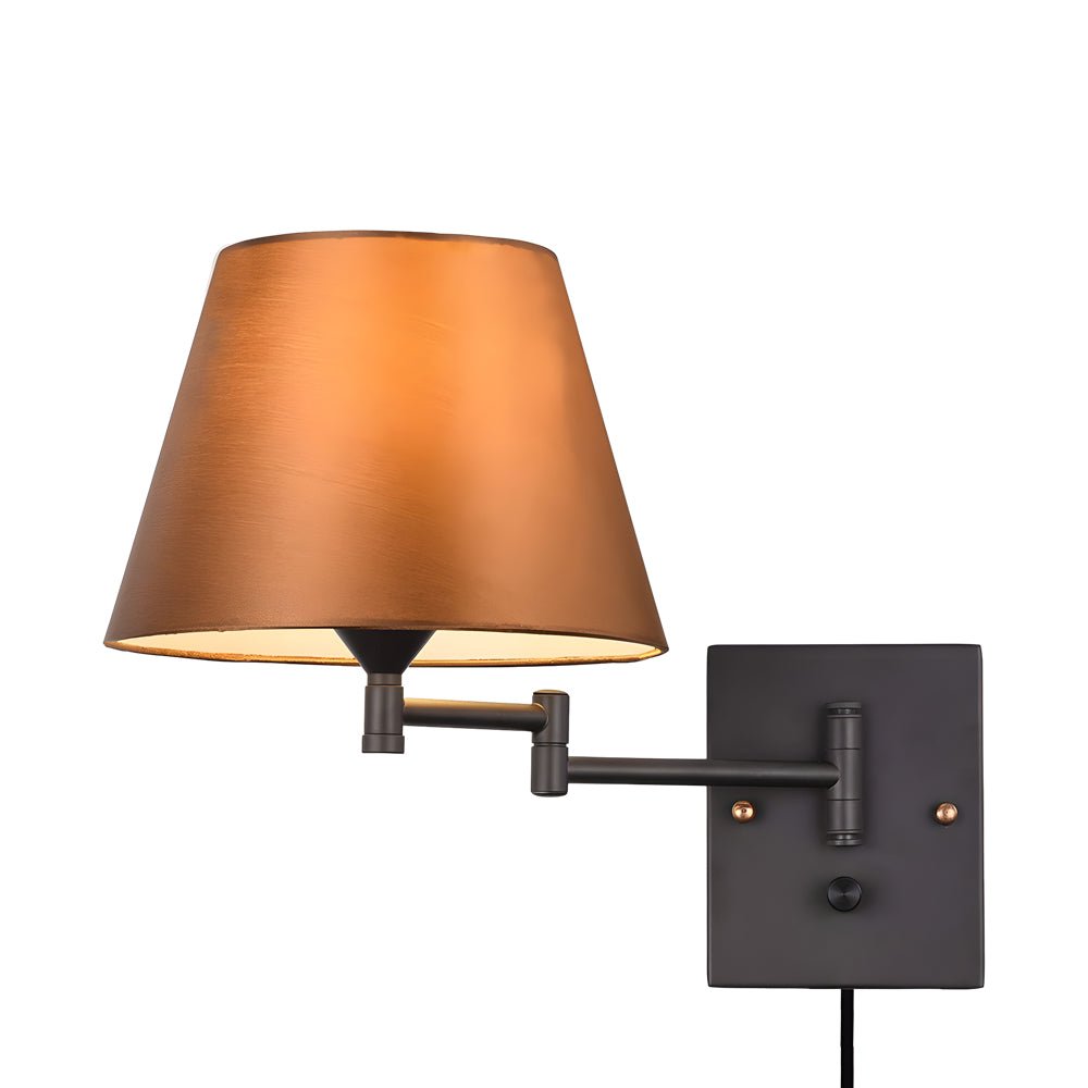 Adjustable Swing Arm Wall Sconce with Fabric Shade - Iron Frame