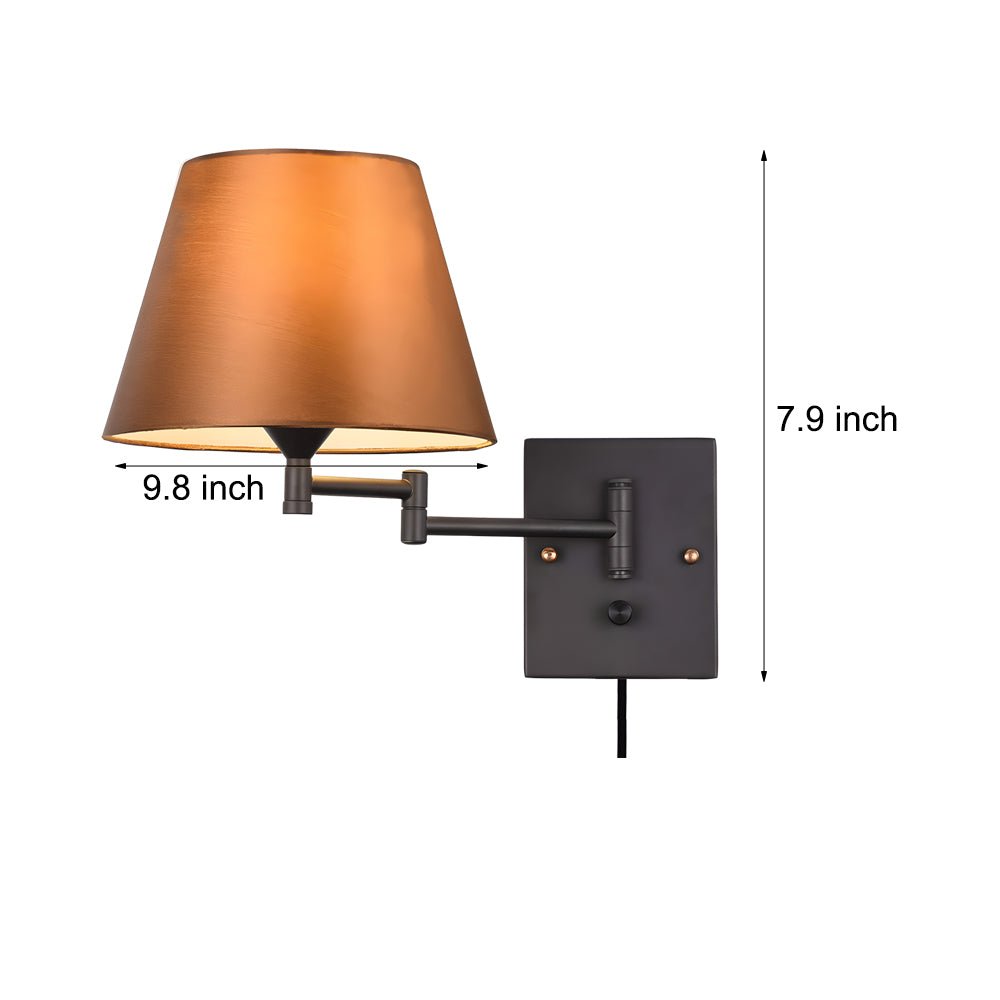 Adjustable Swing Arm Wall Sconce with Fabric Shade - Iron Frame
