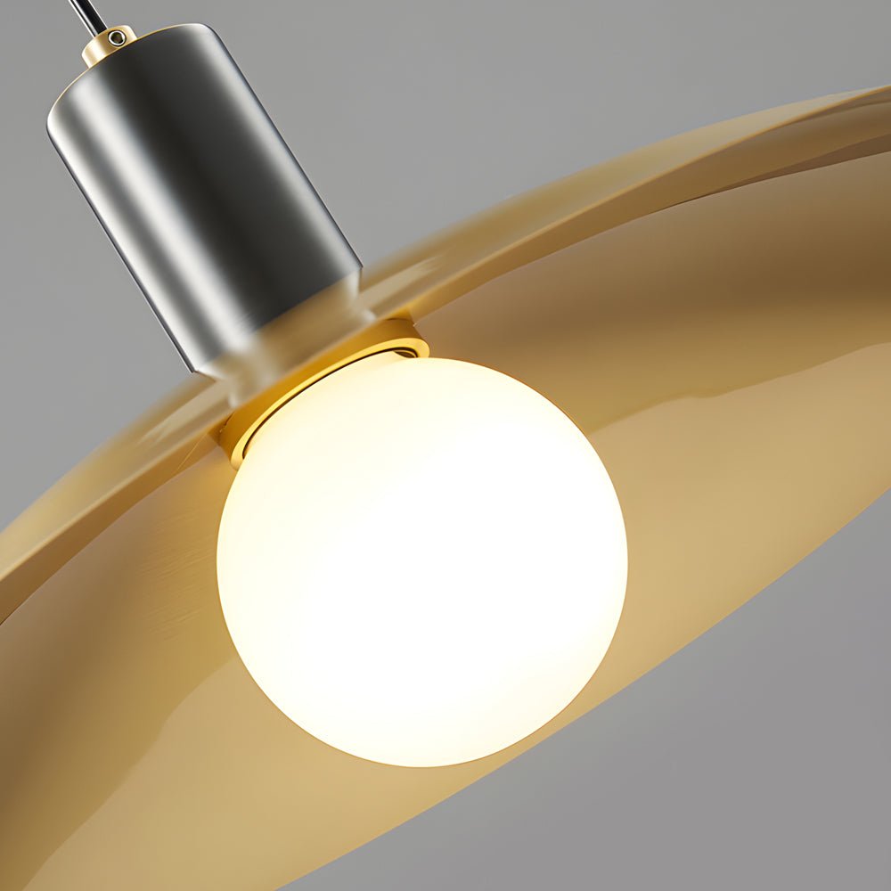 Mid-Century Flared Pendant Light with Copper & Glass Shade