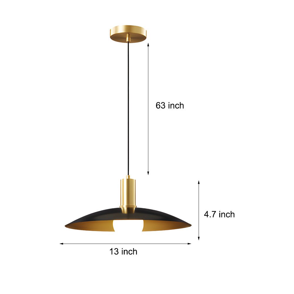 Mid-Century Flared Pendant Light with Copper & Glass Shade