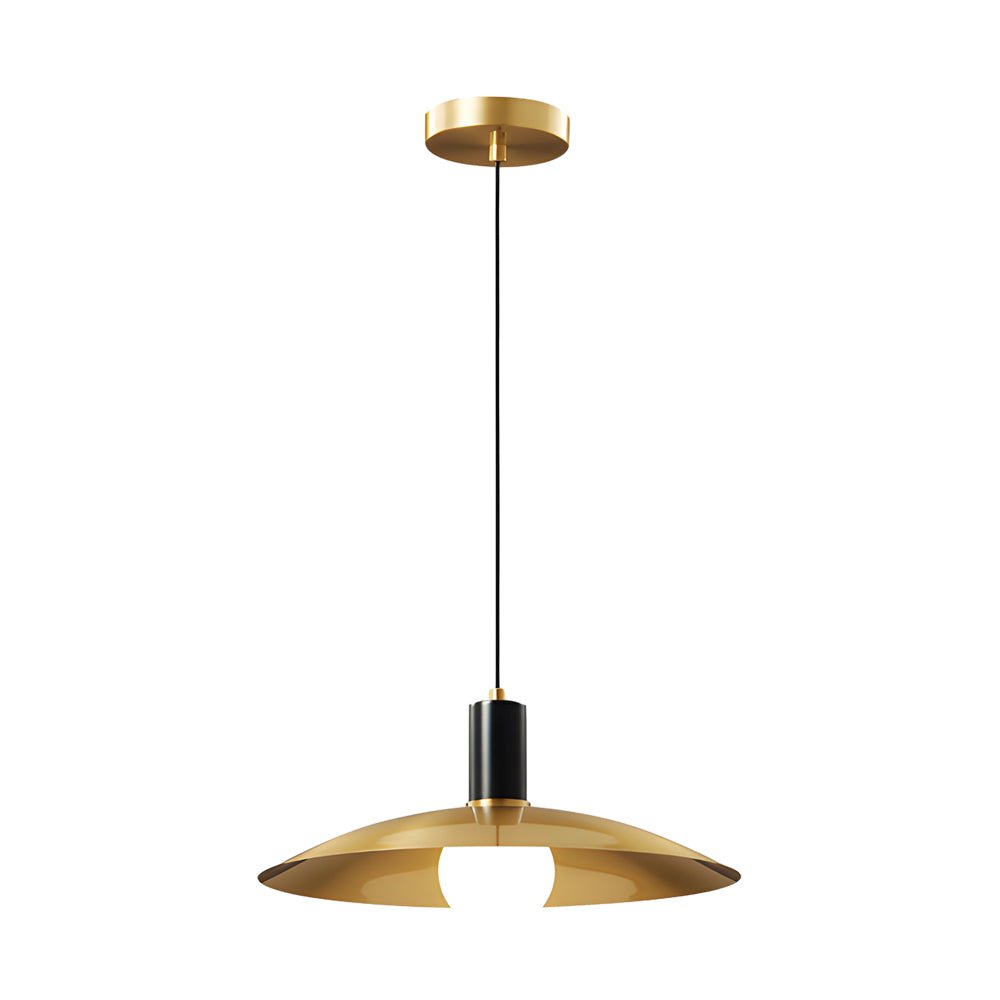 Mid-Century Flared Pendant Light with Copper & Glass Shade