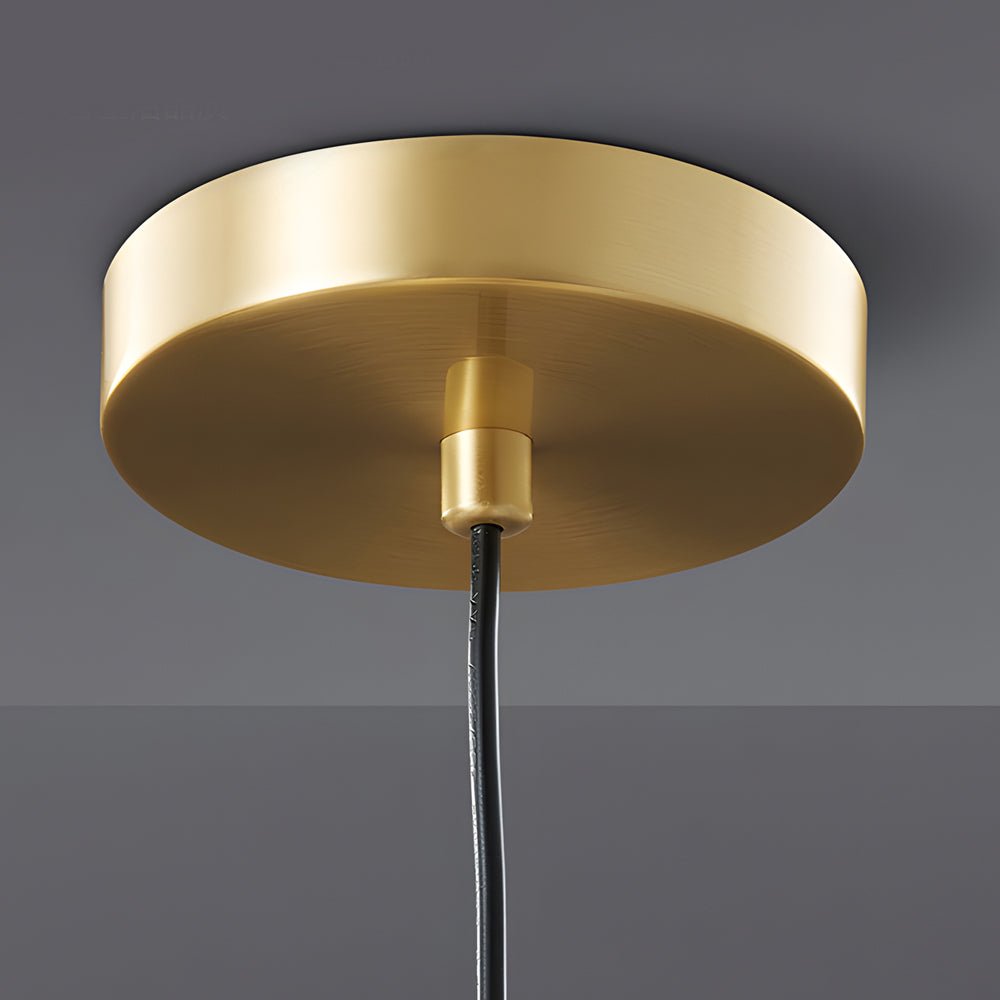 Mid-Century Flared Pendant Light with Copper & Glass Shade