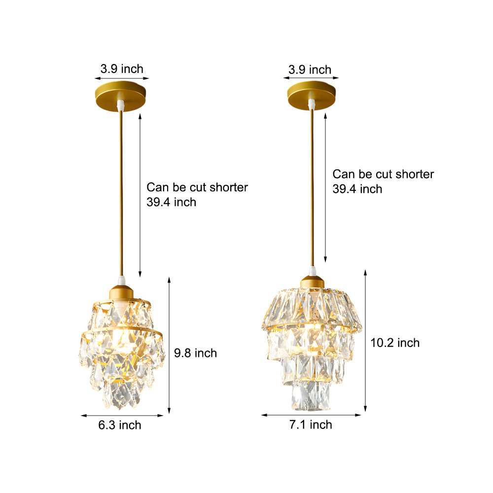 Mini Crystal Pendant Light - Modern 1-Light Hanging Fixture