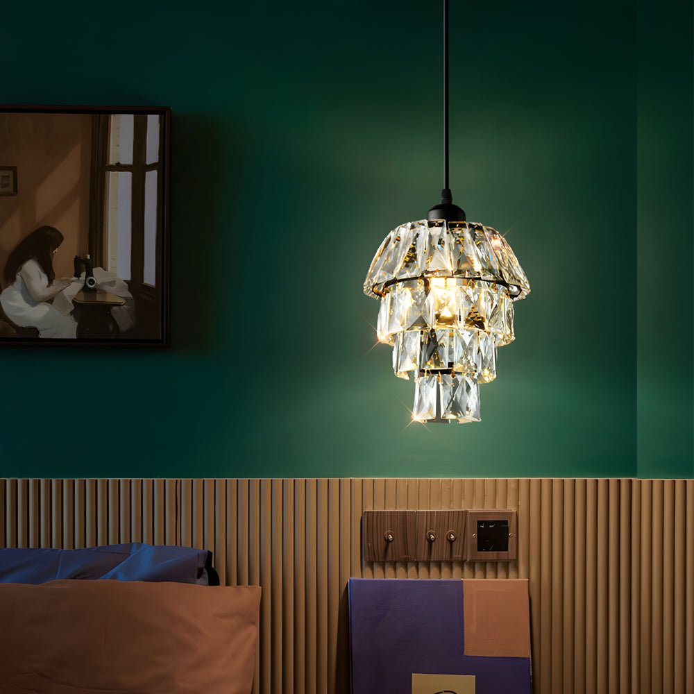 Mini Crystal Pendant Light - Modern 1-Light Hanging Fixture
