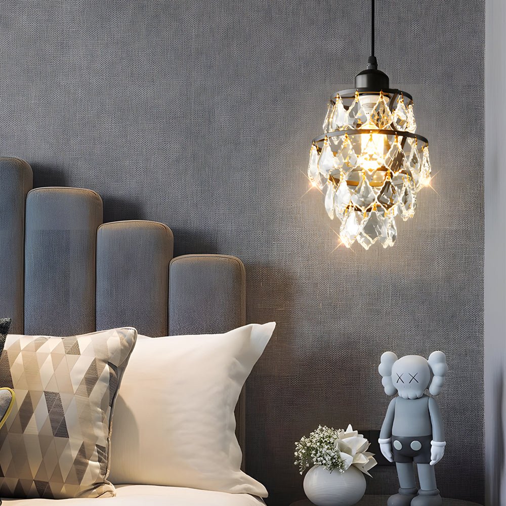 Mini Crystal Pendant Light - Modern 1-Light Hanging Fixture