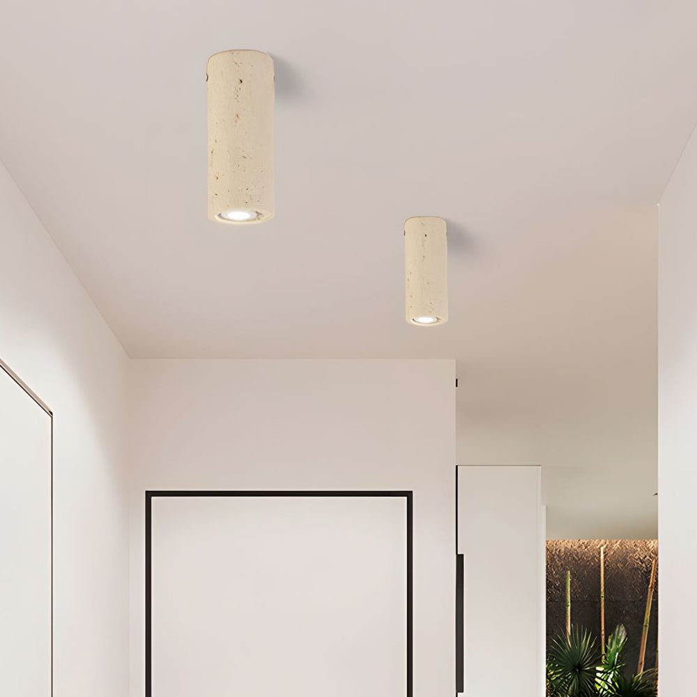 Modern Yellow Travertine Tube Ceiling Light for Hallway & Entrance