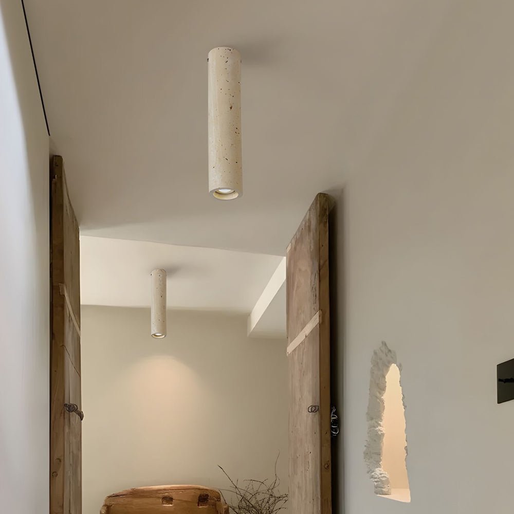 Modern Yellow Travertine Tube Ceiling Light for Hallway & Entrance