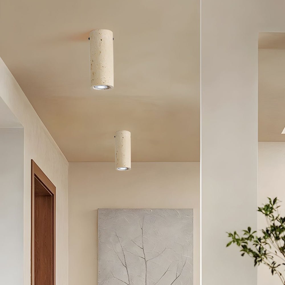 Modern Yellow Travertine Tube Ceiling Light for Hallway & Entrance
