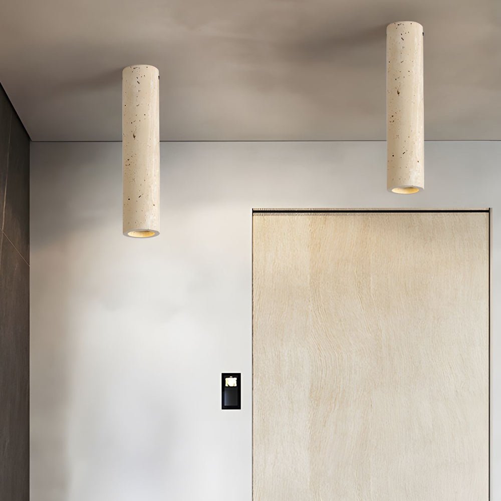 Modern Yellow Travertine Tube Ceiling Light for Hallway & Entrance