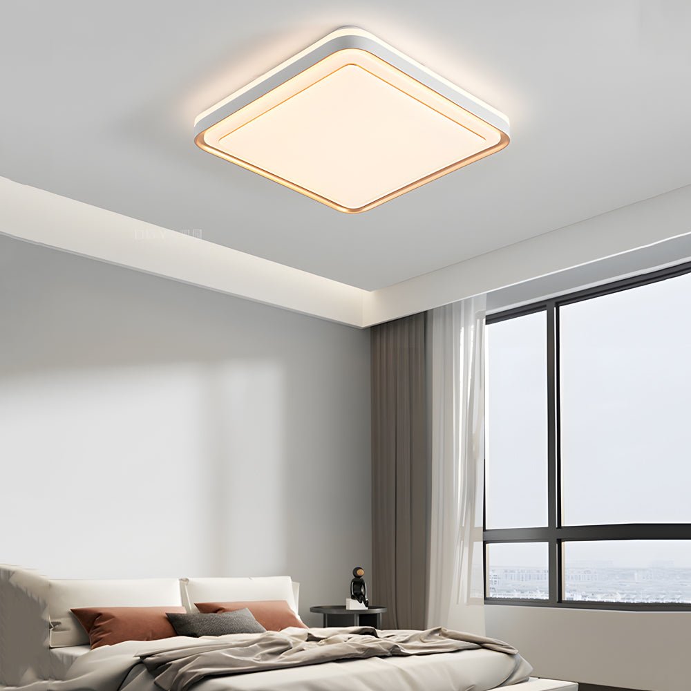 Modern Geometric LED Flush Mount Ceiling Light - Gold & White