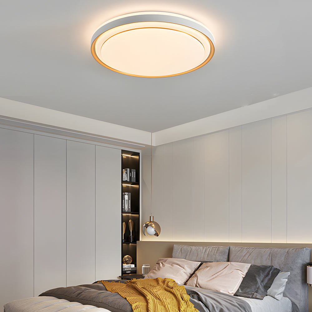 Modern Geometric LED Flush Mount Ceiling Light - Gold & White