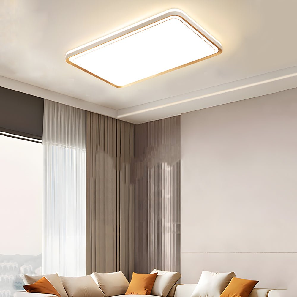 Modern Geometric LED Flush Mount Ceiling Light - Gold & White