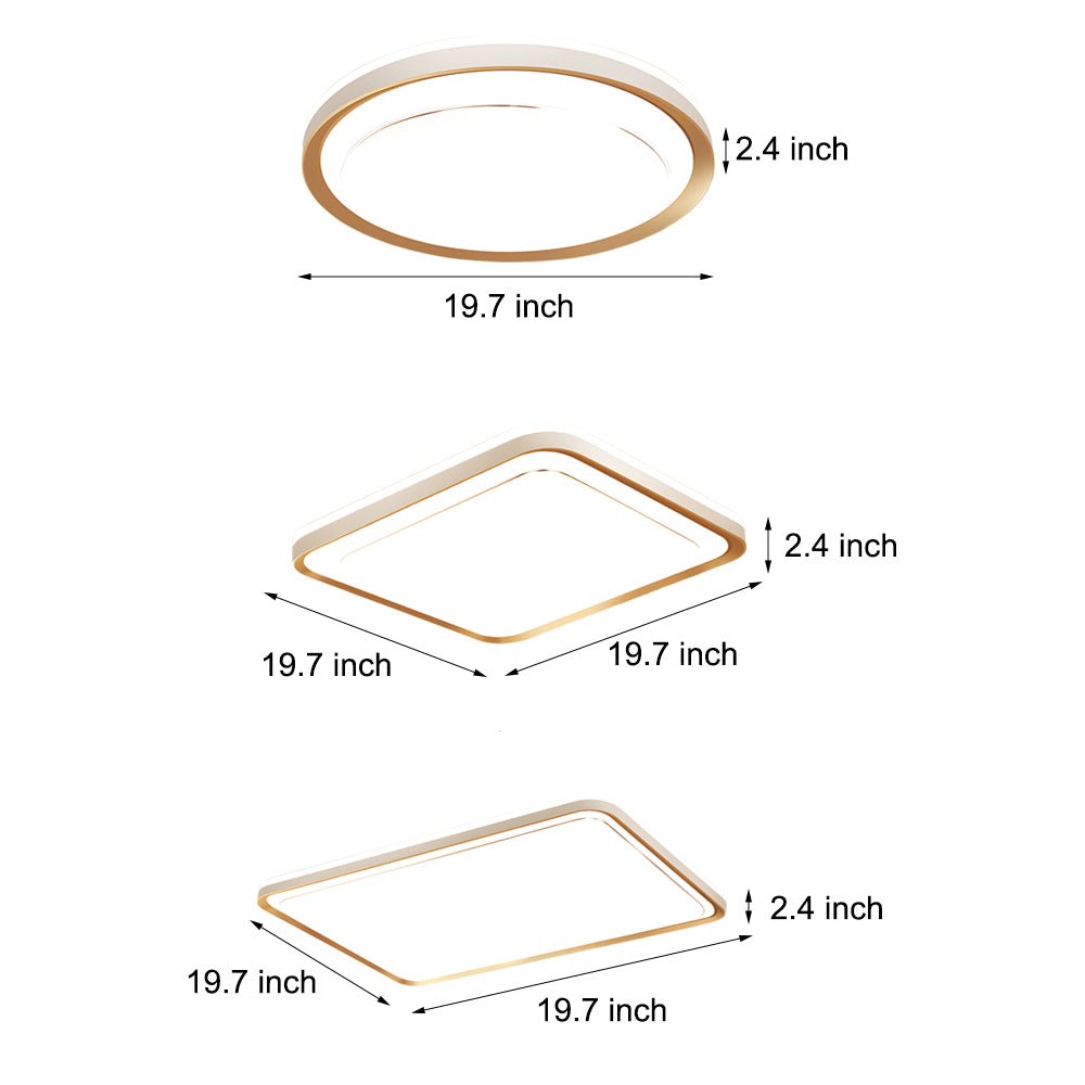 Modern Geometric LED Flush Mount Ceiling Light - Gold & White