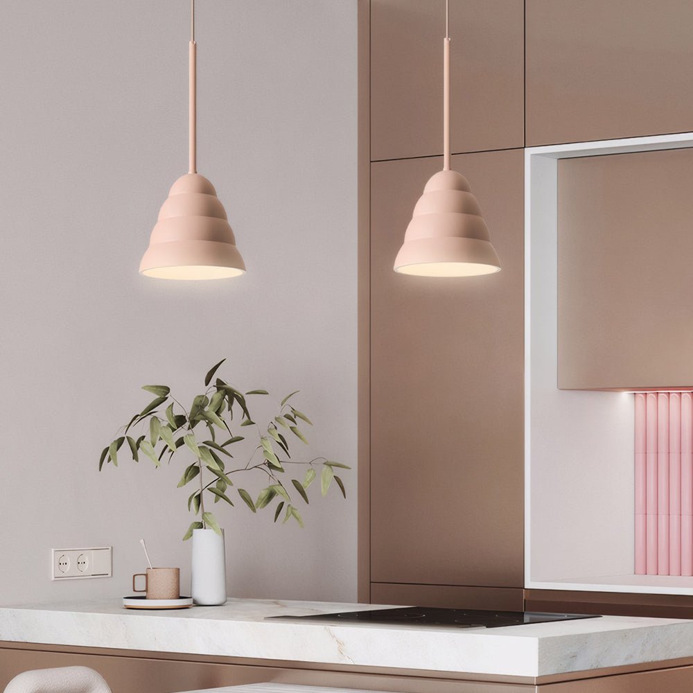 Modern Pink Resin Geometric Pendant Light with Adjustable Height