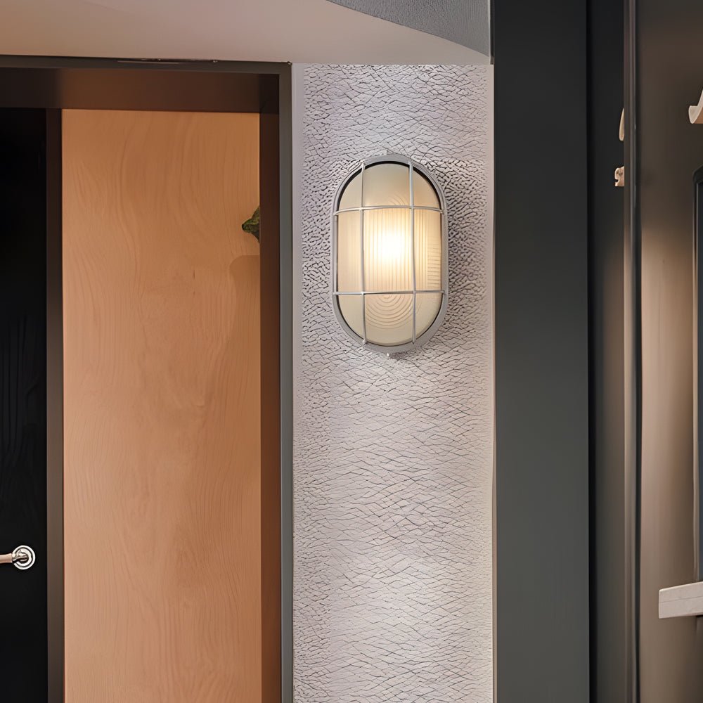 Retro Industrial Wall Light - Die-Cast Aluminum & Ribbed Glass