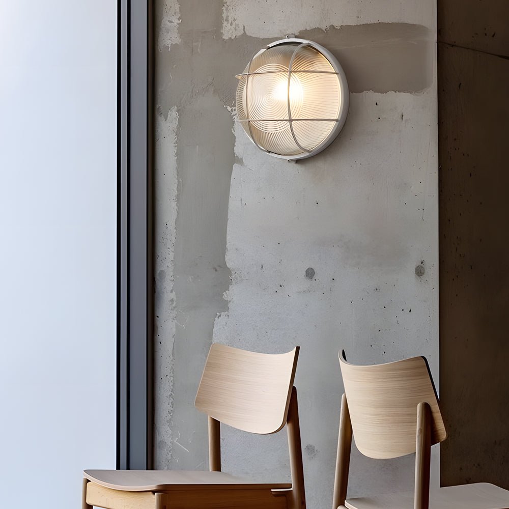 Retro Industrial Wall Light - Die-Cast Aluminum & Ribbed Glass