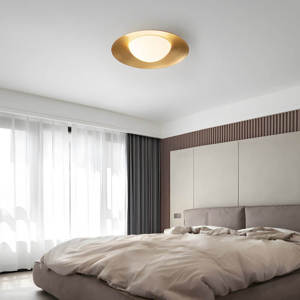 Modern Round LED Flush Mount Ceiling Light with Glass Shade