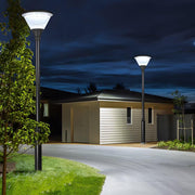 Solar LED Outdoor Lamp Post - Modern Round Design in Black