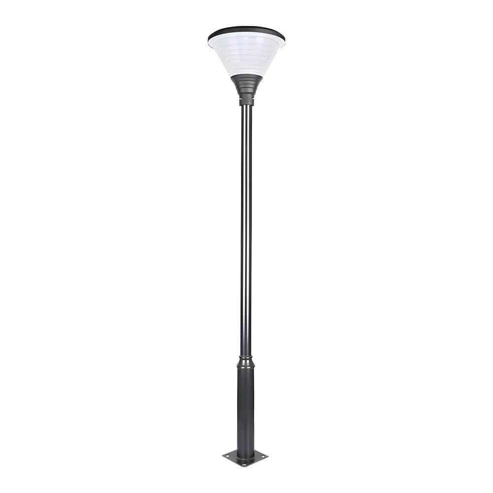 Solar LED Outdoor Lamp Post - Modern Round Design in Black