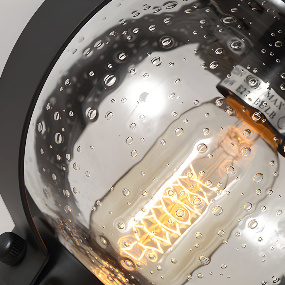 Seeded Glass Globe Outdoor Wall Lantern - Curved Arm Black