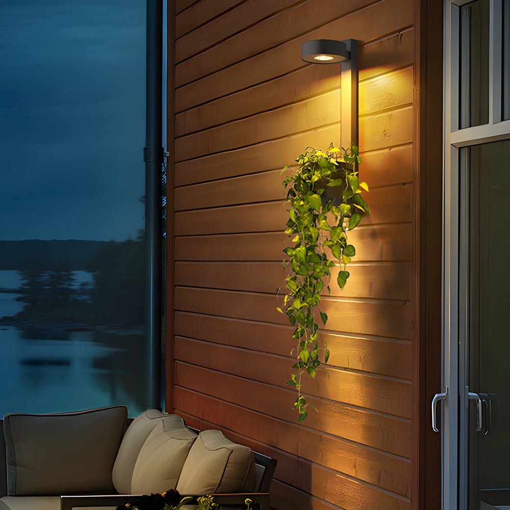 Solar Wall Light with Planter - Modern Outdoor Stainless Steel