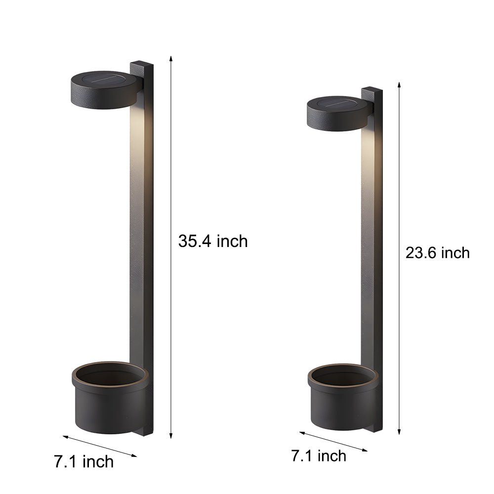Solar Wall Light with Planter - Modern Outdoor Stainless Steel