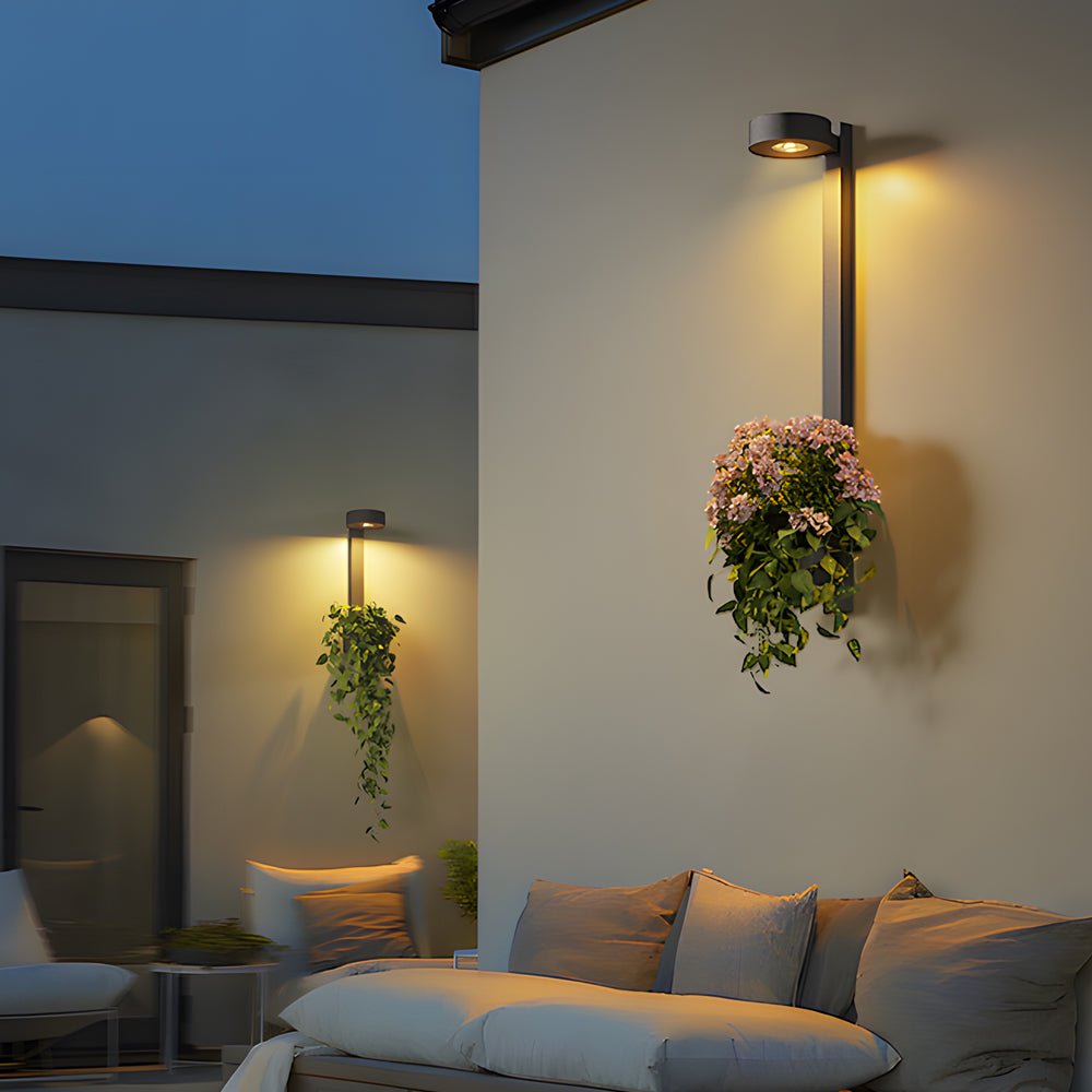 Solar Wall Light with Planter - Modern Outdoor Stainless Steel
