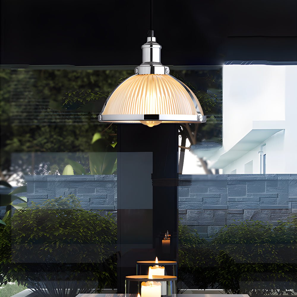 Striped Glass Pendant Light with Tungsten Filament 40W